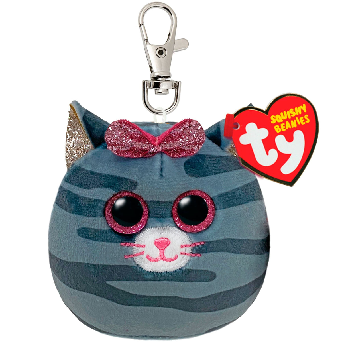 Ty Squishy Beanies Kiki grey cat clip