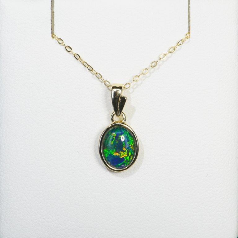 Gold Plated Triplet Opal Pendant