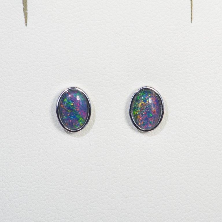 Sterling Silver Triplet Opal Stud Earrings
