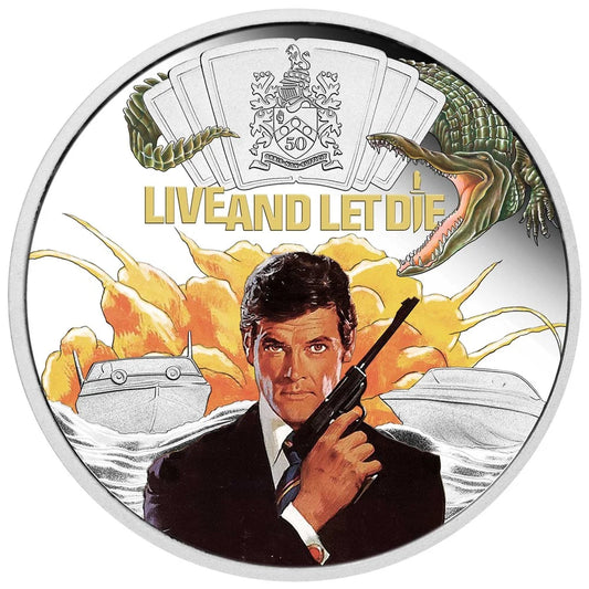 James Bond Live And Let Die 50th Anniversary 2023 1oz Silver Proof Coloured Coin