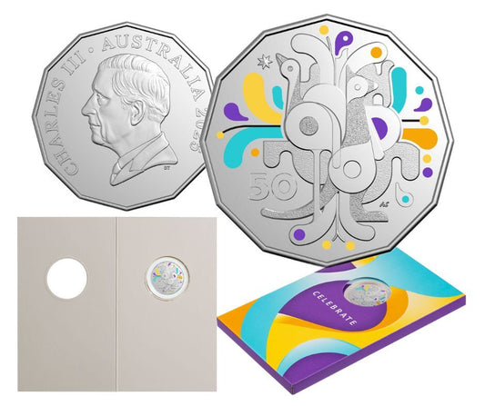 2025 50c Celebrations Coloured Uncirculated Coin