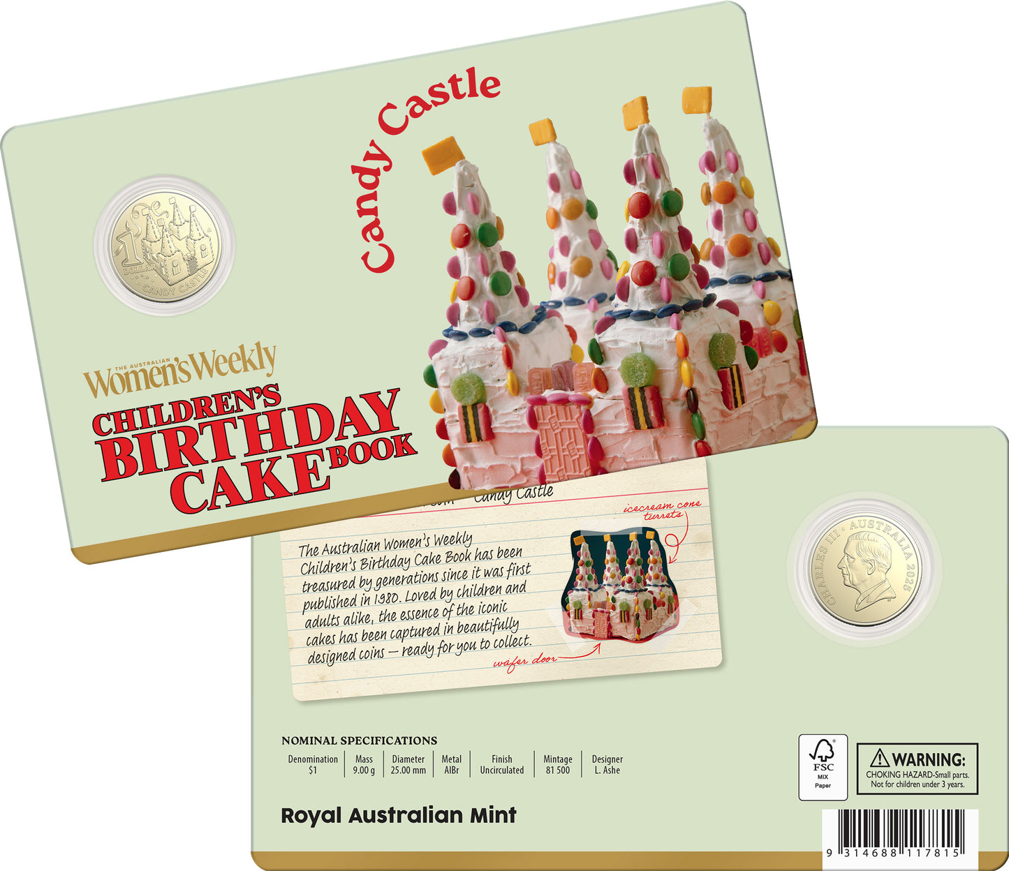 2025 $1 AWW Children’s Birthday Cake Book Uncirculated Coin in Card (10 Designs)