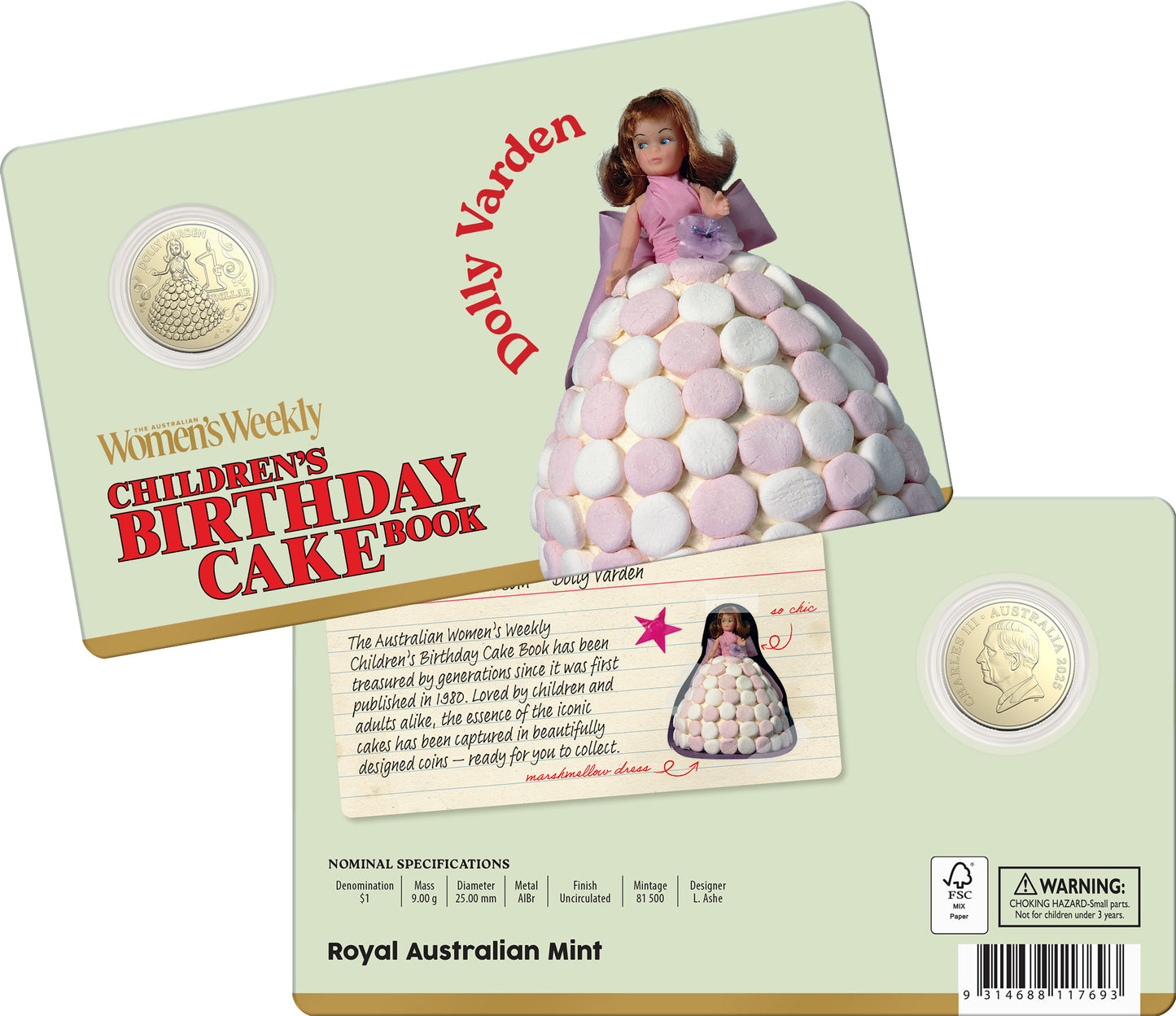 2025 $1 AWW Children’s Birthday Cake Book Uncirculated Coin in Card (10 Designs)