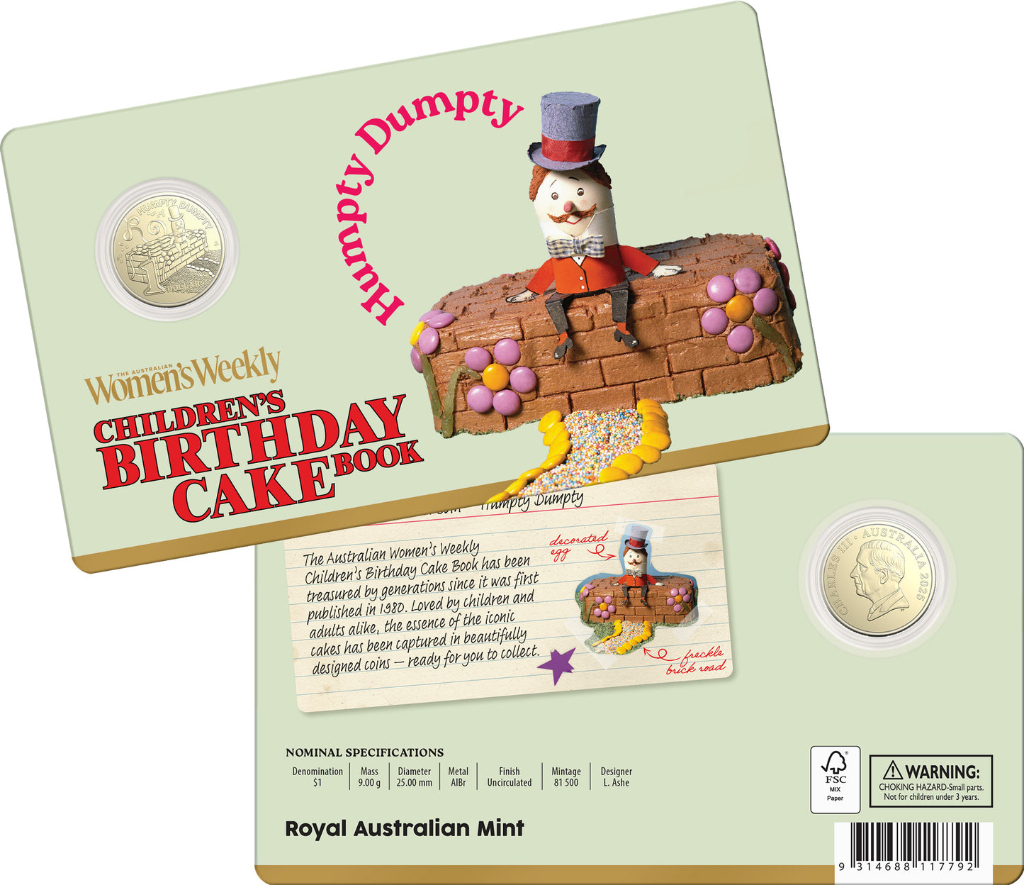 2025 $1 AWW Children’s Birthday Cake Book Uncirculated Coin in Card (10 Designs)