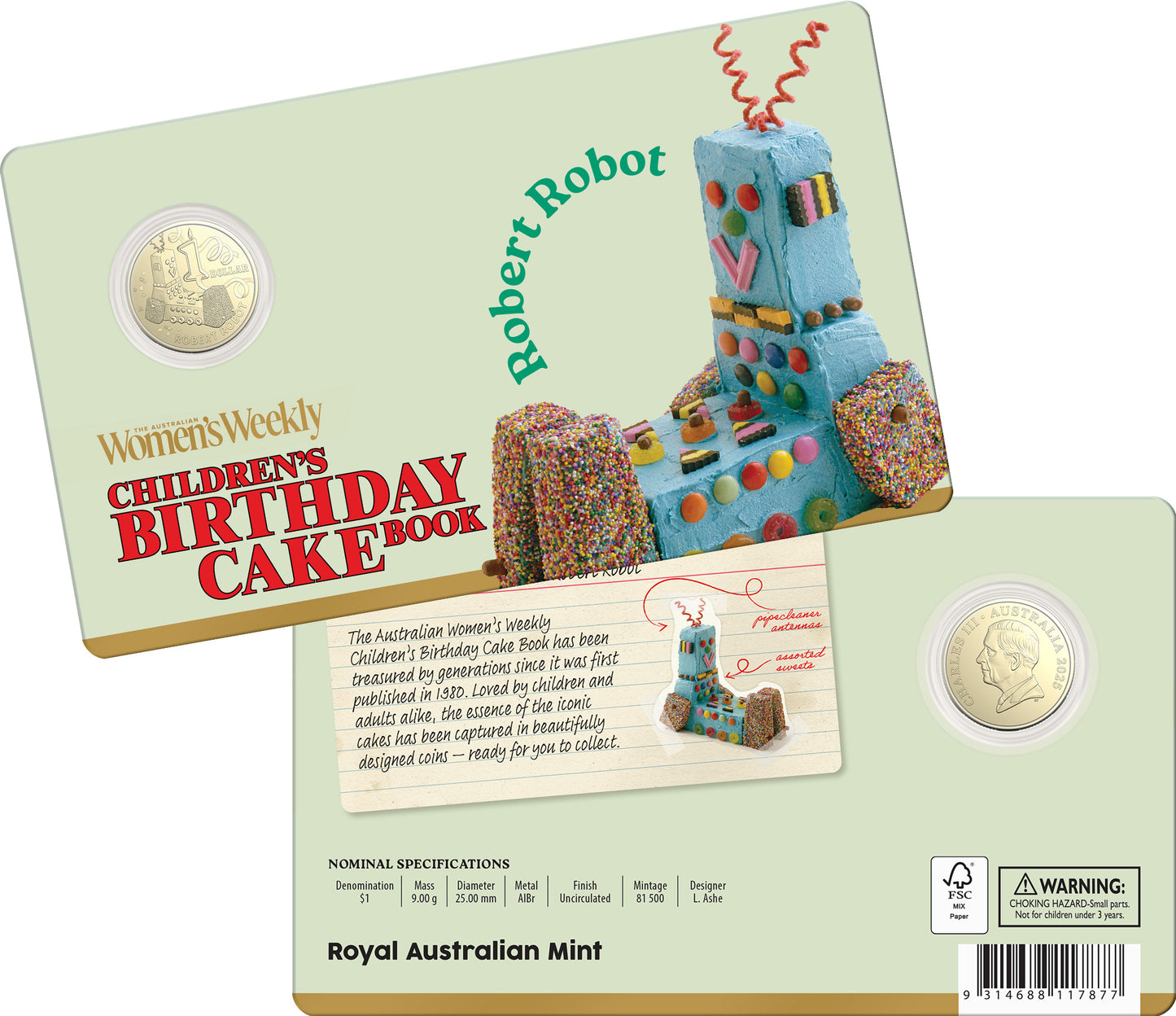 2025 $1 AWW Children’s Birthday Cake Book Uncirculated Coin in Card (10 Designs)