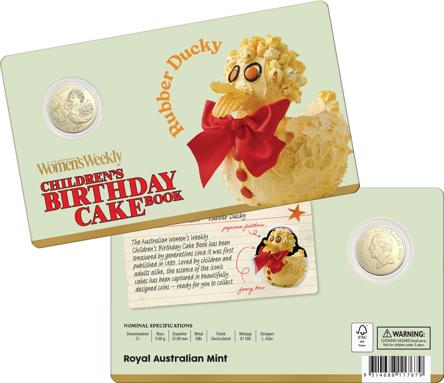 2025 $1 AWW Children’s Birthday Cake Book Uncirculated Coin in Card (10 Designs)