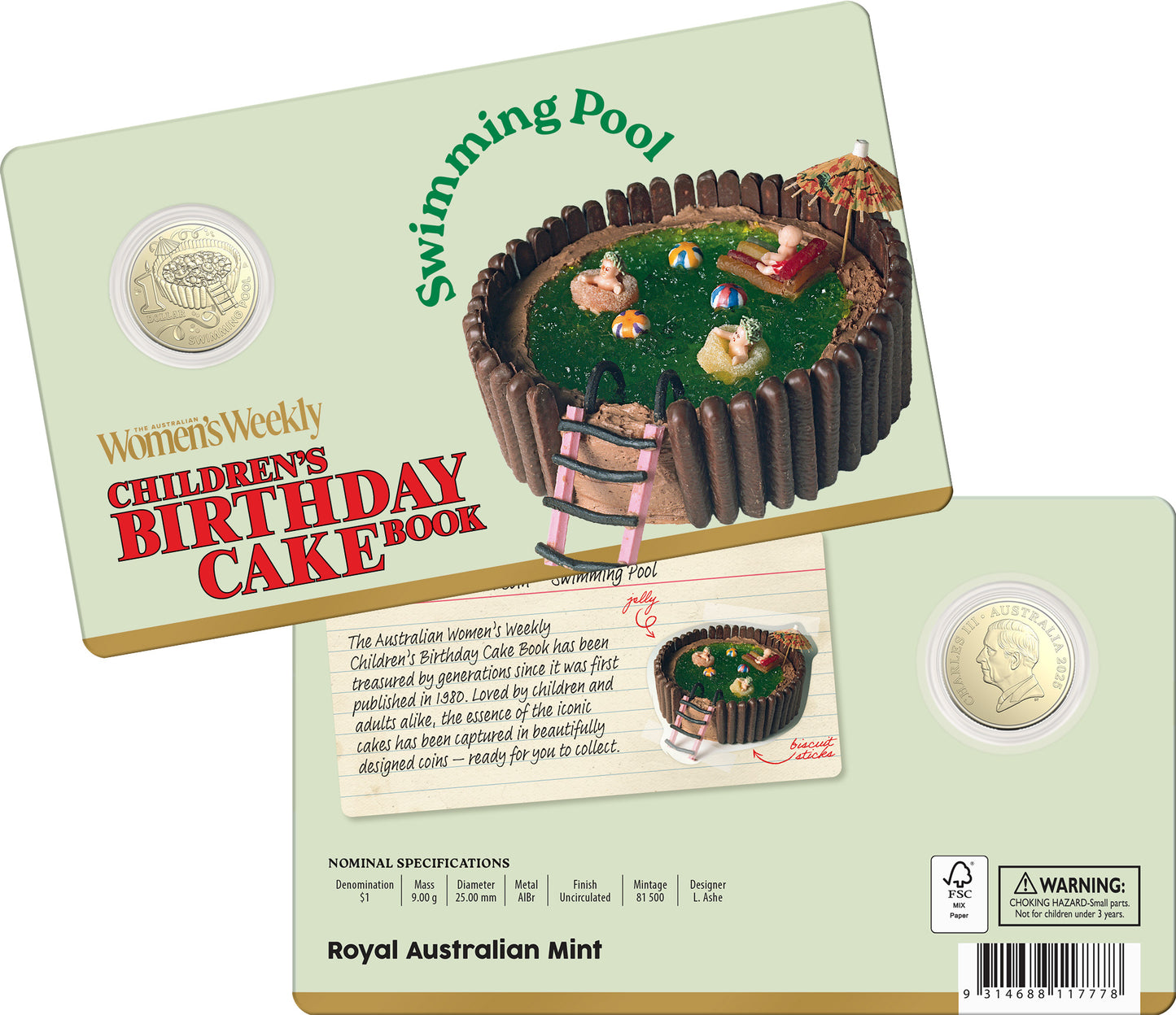 2025 $1 AWW Children’s Birthday Cake Book Uncirculated Coin in Card (10 Designs)