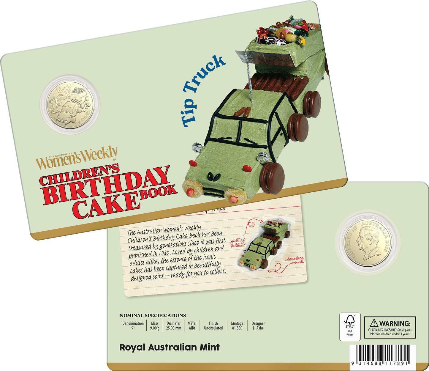 2025 $1 AWW Children’s Birthday Cake Book Uncirculated Coin in Card (10 Designs)