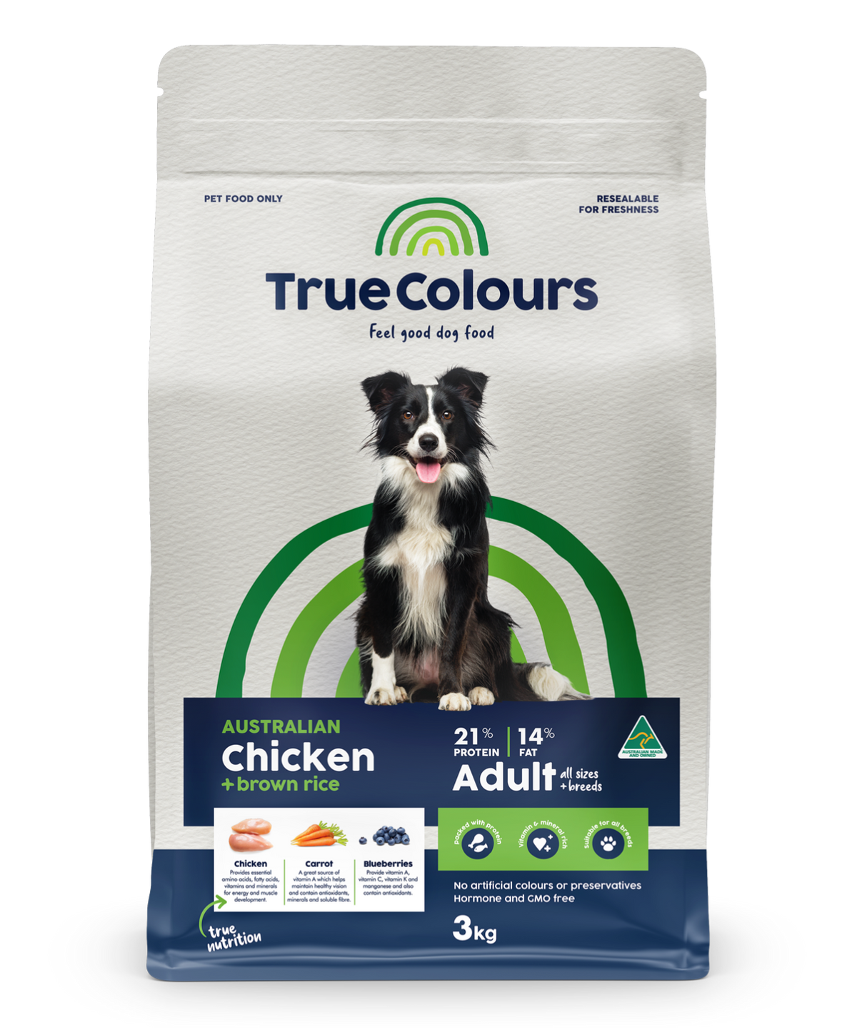 True Colours Adult Chicken & Brown Rice Dog Food – 3kg – product