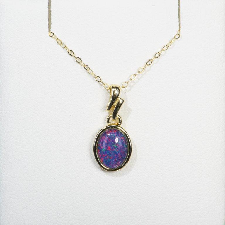 Gold Plated Triplet Opal Pendant