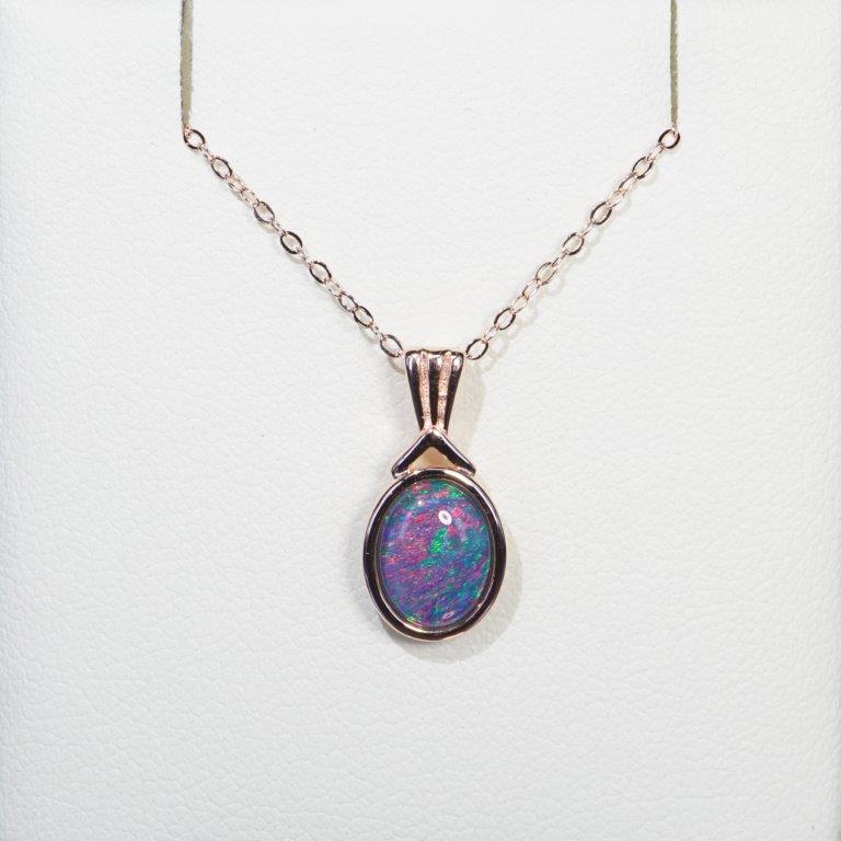 Rose Gold Plated Triplet Opal Pendant