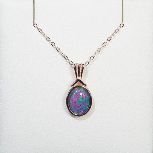 Rose Gold Plated Triplet Opal Pendant