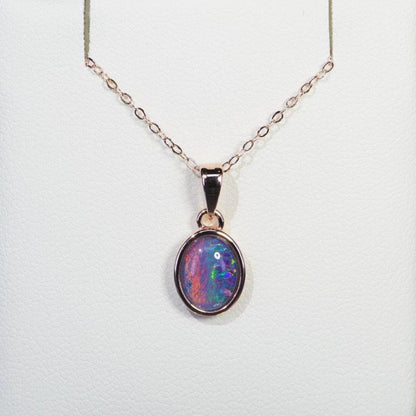 Rose Gold Plated Triplet Opal Pendant