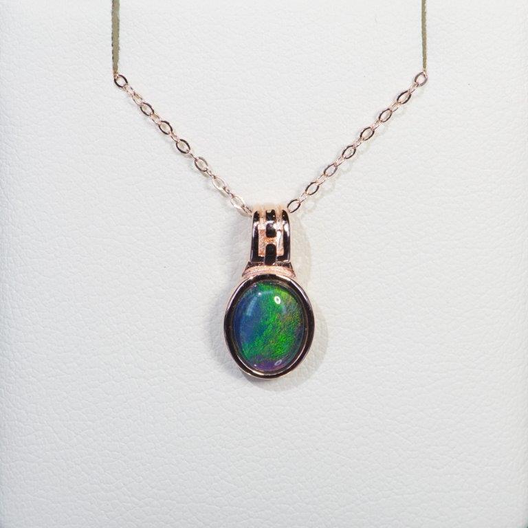 Rose Gold Plated Triplet Opal Pendant