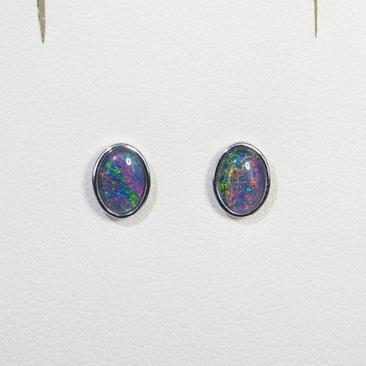 Sterling Silver Triplet Opal Stud Earrings