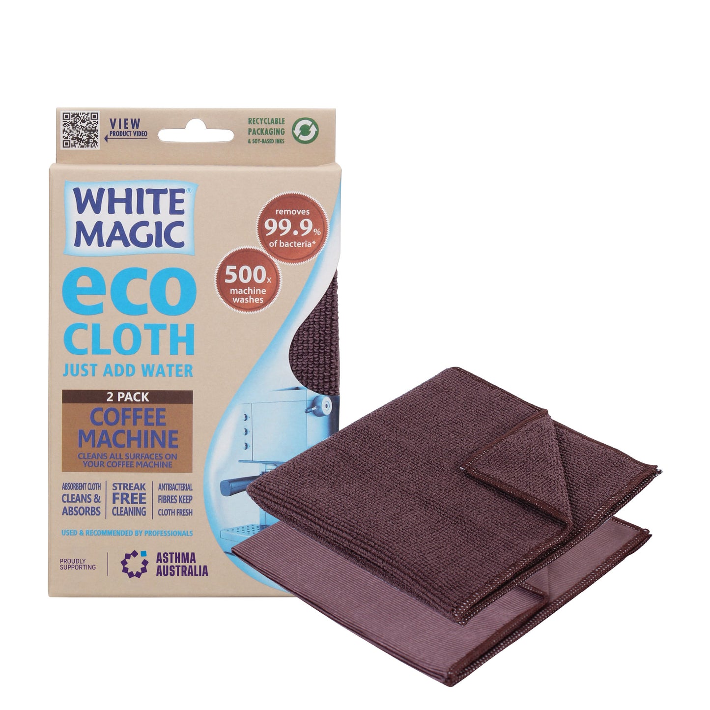 Eco Cloth Pack of 2 Coffee Machine Cleaning Tool White Magic