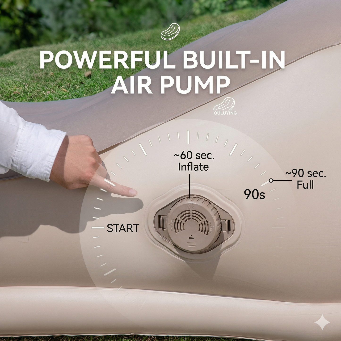 Automatic Inflatable Lazy Sofa Bed Air Chair Couch portable lightweight with USB Built-in Pump