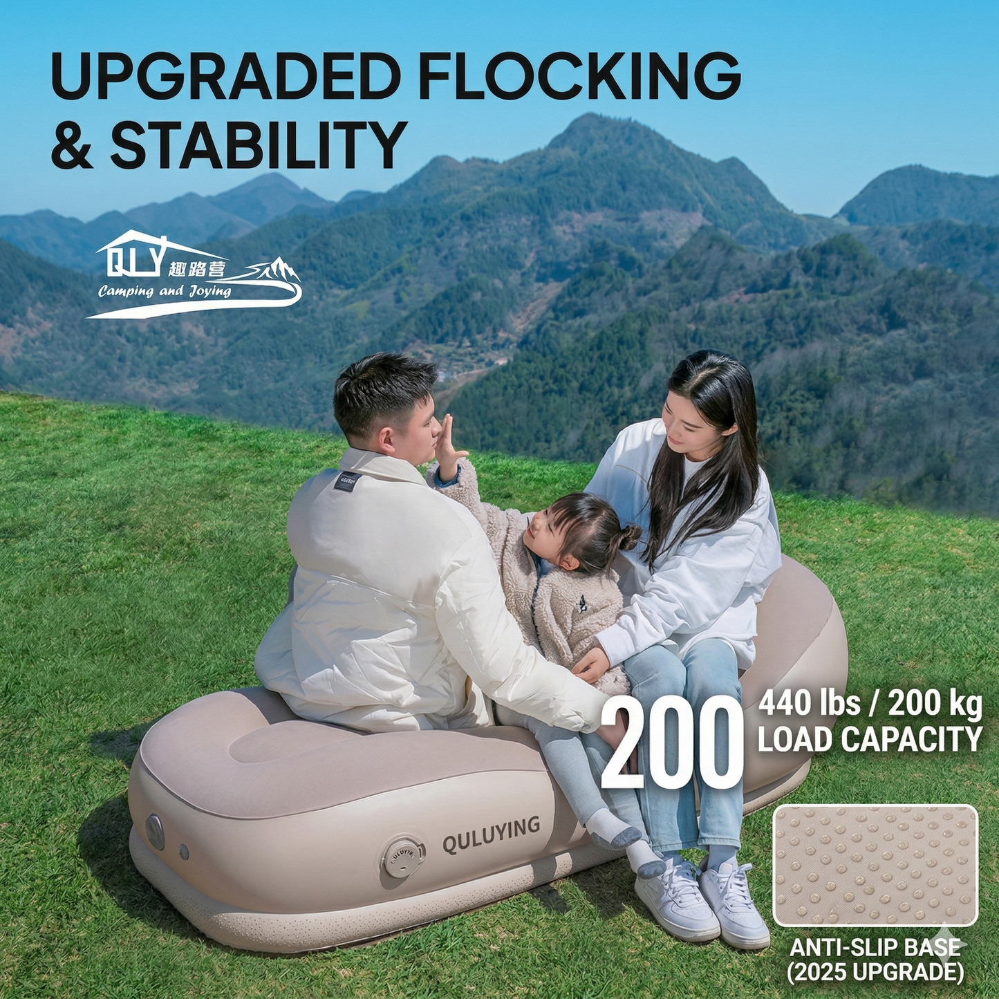 Automatic Inflatable Lazy Sofa Bed Air Chair Couch portable lightweight with USB Built-in Pump