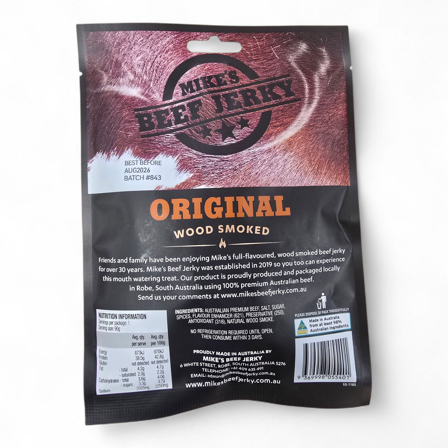 South Australian Mike's Beef Jerky Original|Black Pepper|Chilli 90g Packet