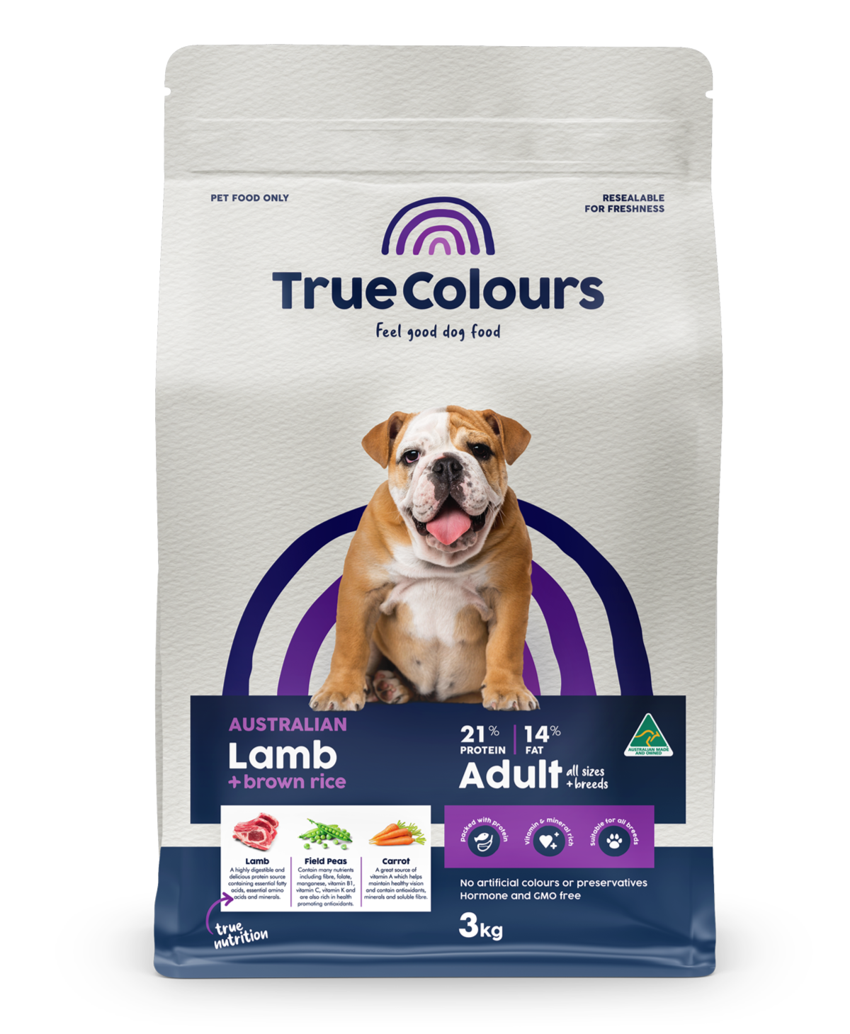 True Colours Adult Lamb & Brown Rice Dog Food – 3kg – product