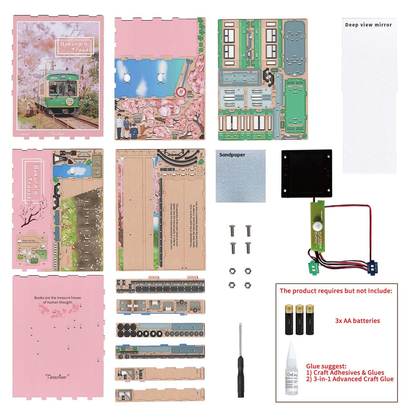 TONECHEER 3D Wooden Puzzle DIY Sakura’s Travel Book Nook Puzzle Kit