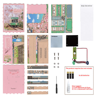 TONECHEER 3D Wooden Puzzle DIY Sakura’s Travel Book Nook Puzzle Kit