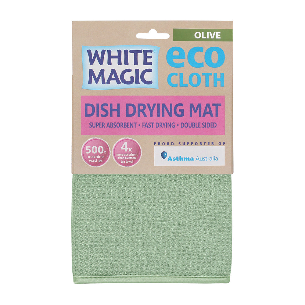 White Magic Dish Drying Mat Plate Bowl Absorbent Pad - Olive