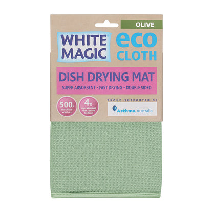 White Magic Dish Drying Mat Plate Bowl Absorbent Pad - Olive