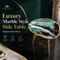 Luxe Marble-Style Scalloped Side Table 62cm Gold Legs