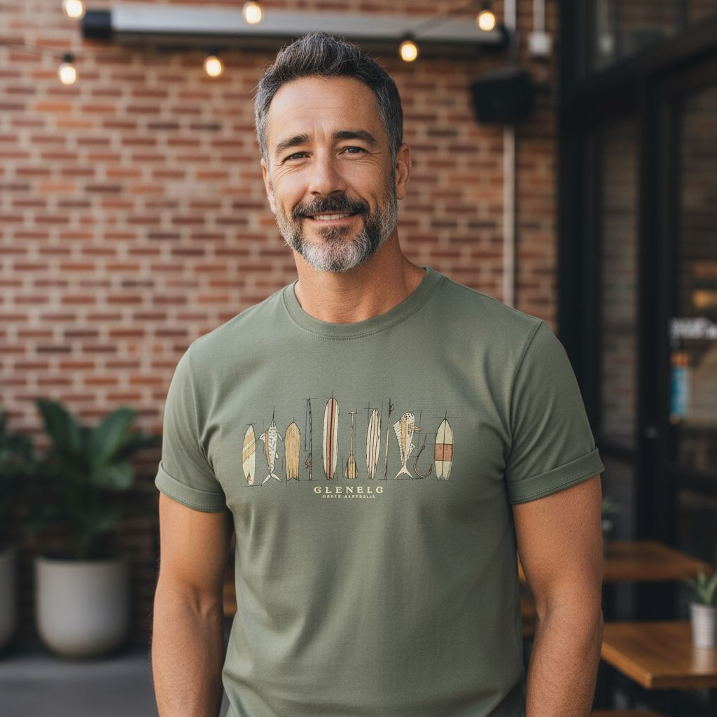 COASTAL ICONS MENS T-SHIRT MILITARY GLENELG SOUTH AUSTRALIA