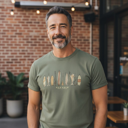 COASTAL ICONS MENS T-SHIRT MILITARY GLENELG SOUTH AUSTRALIA