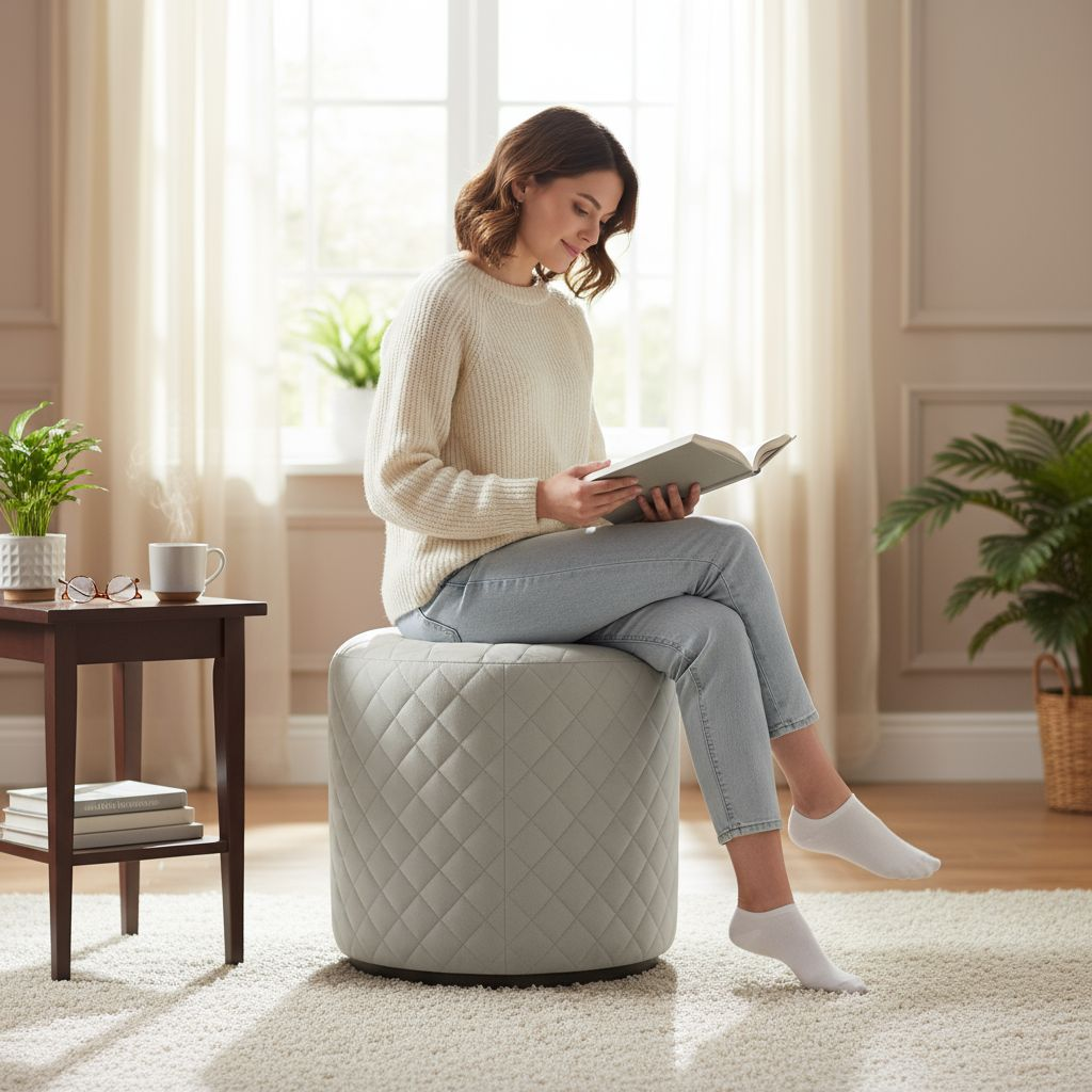 Soft Stylish Quilted Pattern Ottoman  41*41*48.5 cm