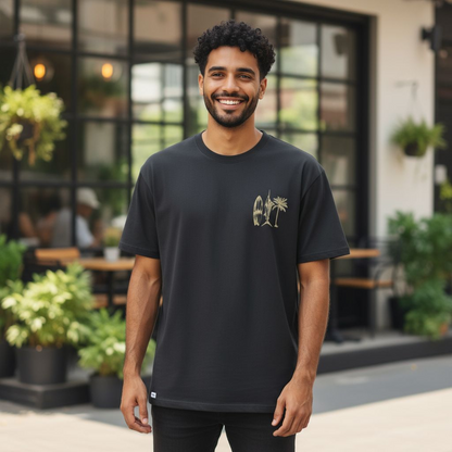 COASTAL COLLECTION MENS T -SHIRT WASHED BLACK GLENELG SOUTH AUSTRALIA