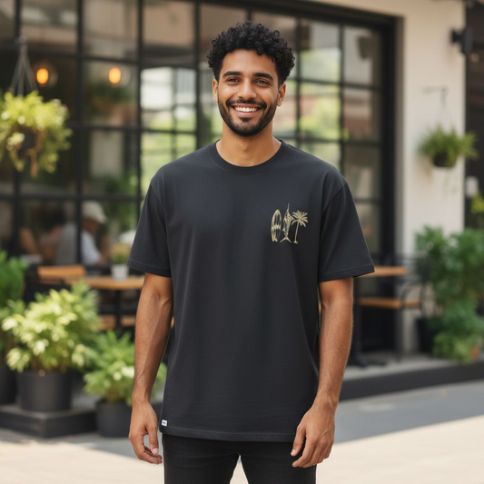 COASTAL COLLECTION MENS T -SHIRT WASHED BLACK GLENELG SOUTH AUSTRALIA