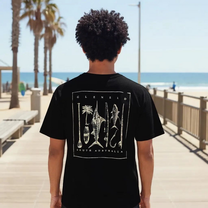 COASTAL COLLECTION MENS T -SHIRT WASHED BLACK GLENELG SOUTH AUSTRALIA