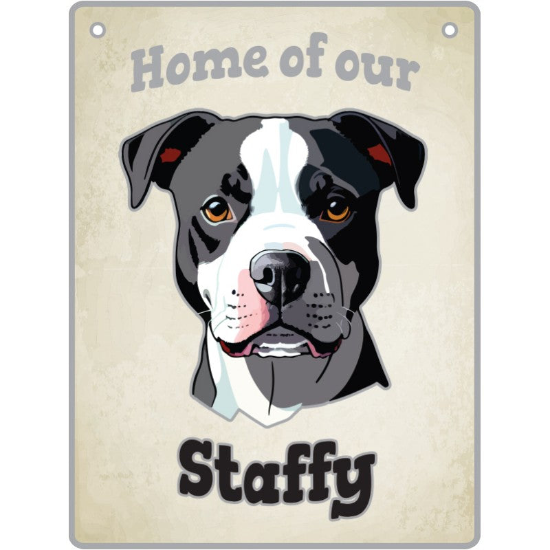 Staffy, Black & White - Pet Sign