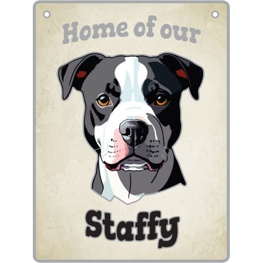 Staffy, Black & White - Pet Sign